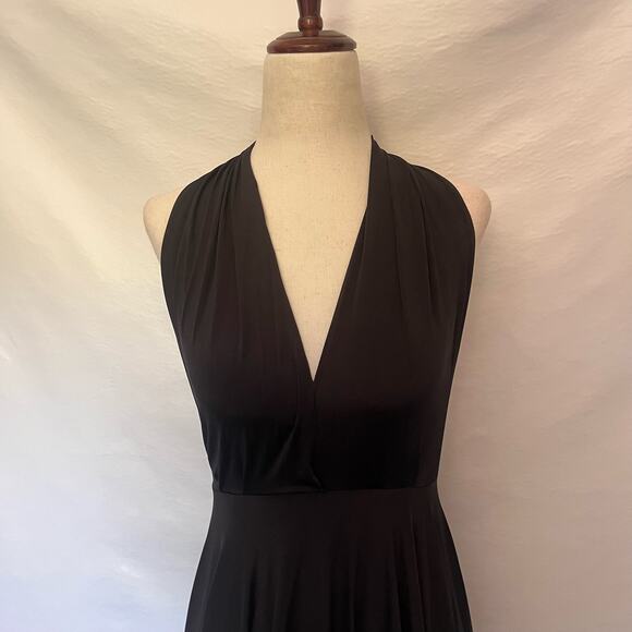 Elan Halter Dress OS Black Y2K Wide Sash Strap Boho Glam Festival Resort Elegant - Picture 2 of 9